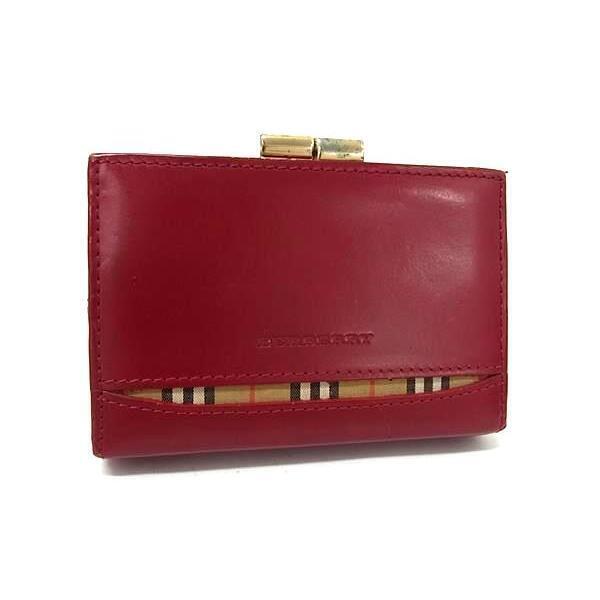 Burberry Nova Check Leather Wallet Card Holder Red